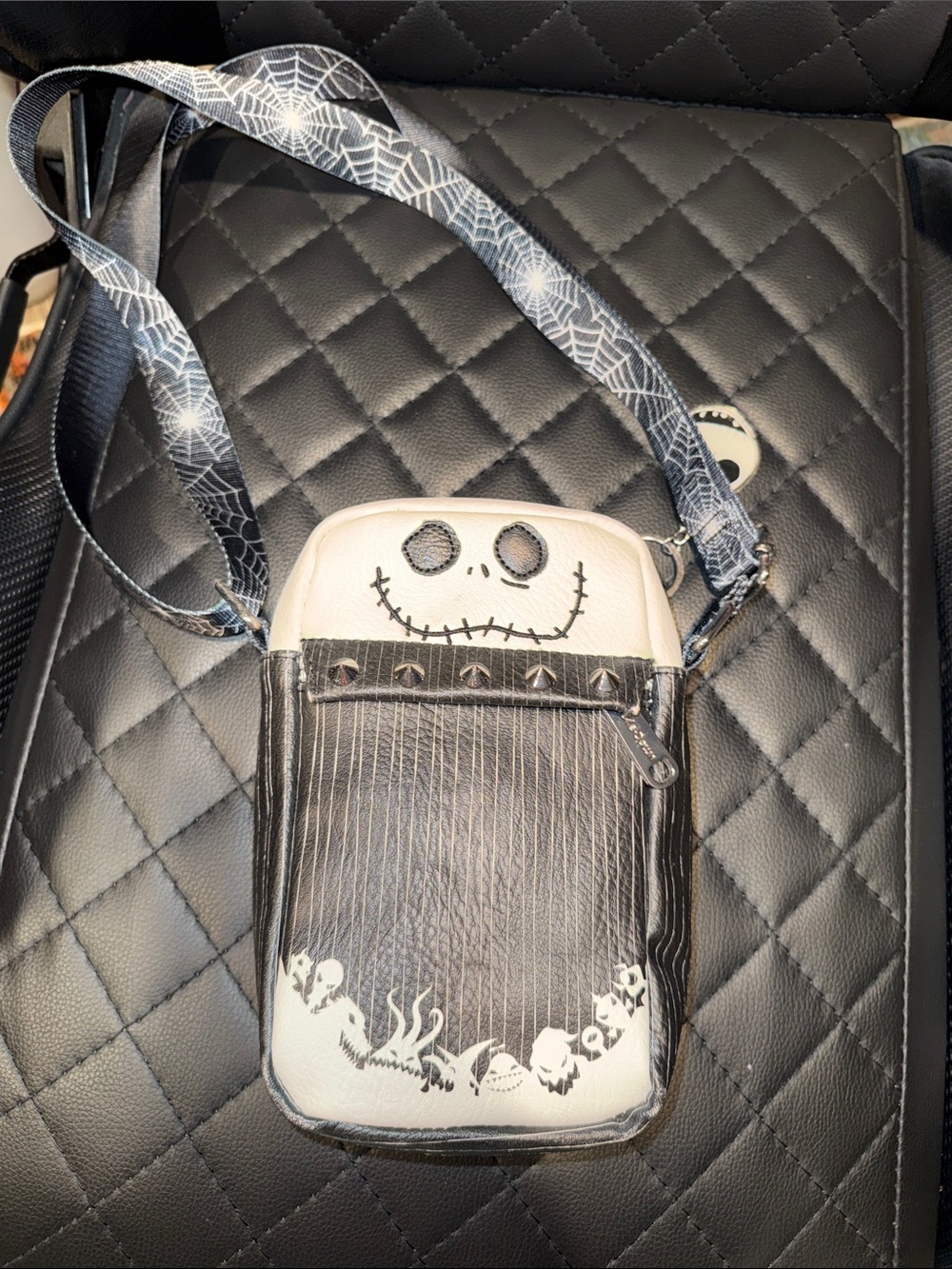 Jack Skellington Themed Black and White Crossbody Bag